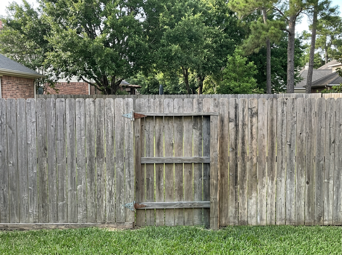 Natural cedar fence — before staining