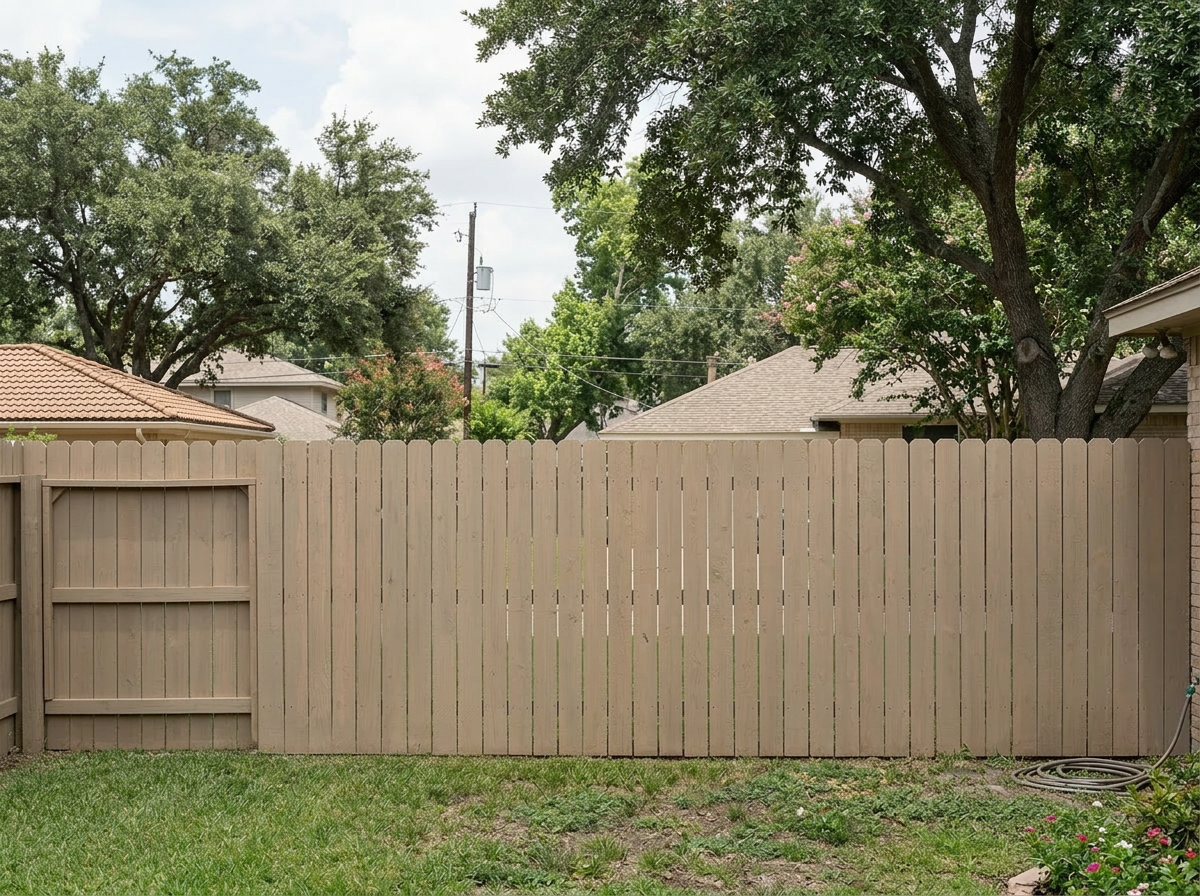Sandal-toned fence — after staining